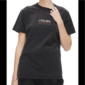 Anine Bing Black Graphic Short Sleeve Tee